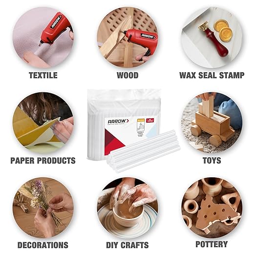 Arrow Mini Hot Glue Sticks, 200 Pack Clear Glue Gun Sticks, 4" and 5/16'' Diameter High Viscosity All-Purpose Gun Stick for DIY Art, Craft General Repairs, Festival Home Decoration