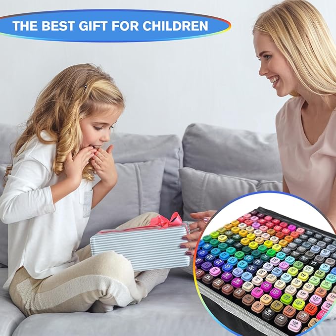 120-Color Dual-Tip Alcohol Markers Set - Alcohol-Based Art Markers for Coloring, Drawing & Sketching -Gift for Kids, Teens, Artists