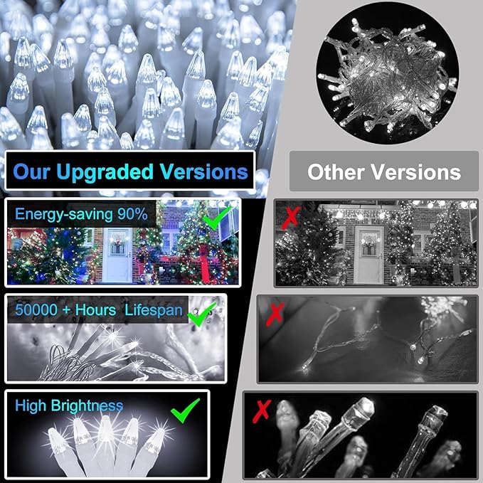 1500 LED 470FT Christmas String Lights, 12 Modes and Timer Memory Dimmable, Plug in Outdoor Waterproof Clear Wire Twinkle Fairy Light for for Xmas Yard Tree Wedding Party Outside Decor (Cool White)