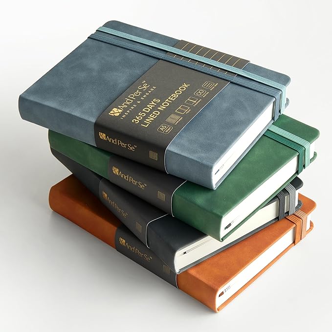 &And Per Se Lined Journal Notebook, 365 Pages, A5, 5.7'' x 8'' 100GSM Thick Paper, Journals for Writing, Hardcover Notebooks for Women Men (Black)