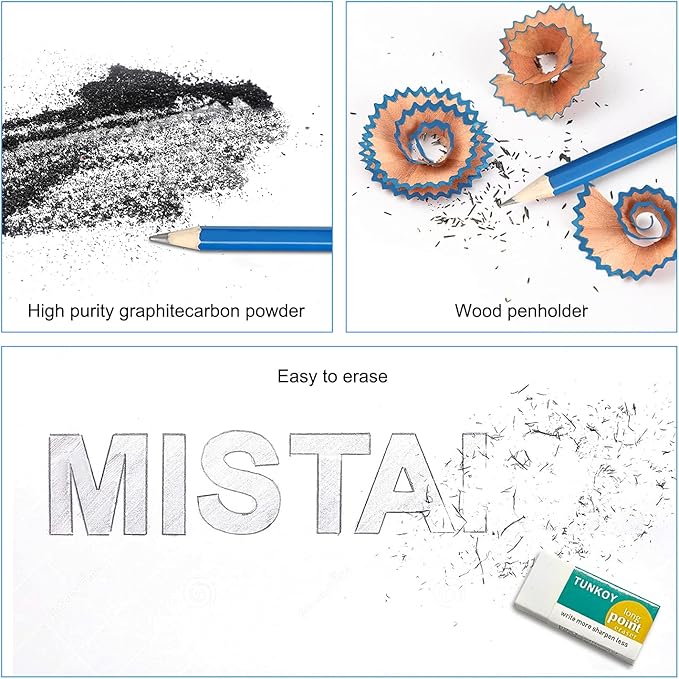 Profession Sketch Pencils 6B to 4H for Kids and Adults Drawing, Art Graphite Pencil for Artists Beginner Sketching