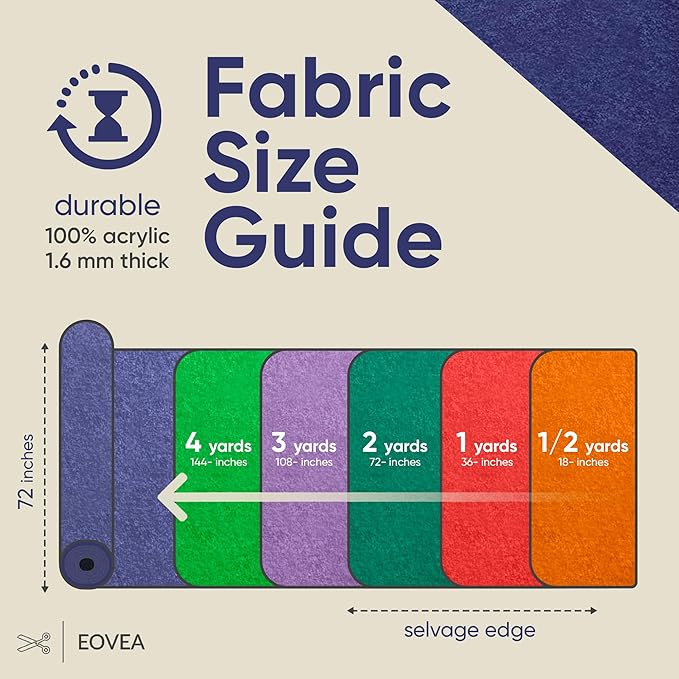 EOVEA | Acrylic Felt Fabric by The Yard - Non-Stiff, Soft Material - 72" Wide - 1.6mm Thick Felt Sheets for DIY Crafts, Sewing, Upholstery, Cushion, Padding(Navy Blue, 1 Yard)