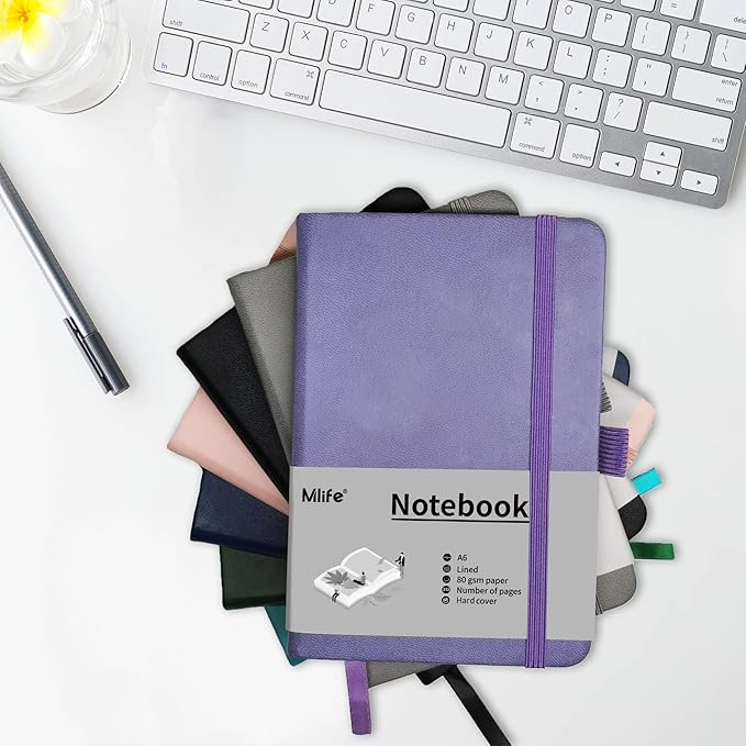 A6 Small Journal Notebook, Lined Pocket Notebook with Pen Holder, Mini Notebook Hardcover, 192 Pages, 3.9 inches * 5.5 inches Jurnal for Women and Man(1PACK Black)