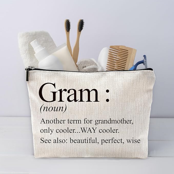 Sufamb Gram Gifts Makeup Bag, Gram Gifts for Mother's Day Birthday from Grandkids Cosmetic Bags, Best Grandma Gift Portable Small Toiletry Bag Zipper Makeup Pouch