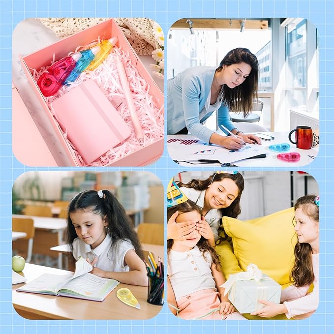 BESARME 12 Pack Correction Tape - Colorful 19.69 Ft Each Correction Tape Roller for Students & Office Supplies