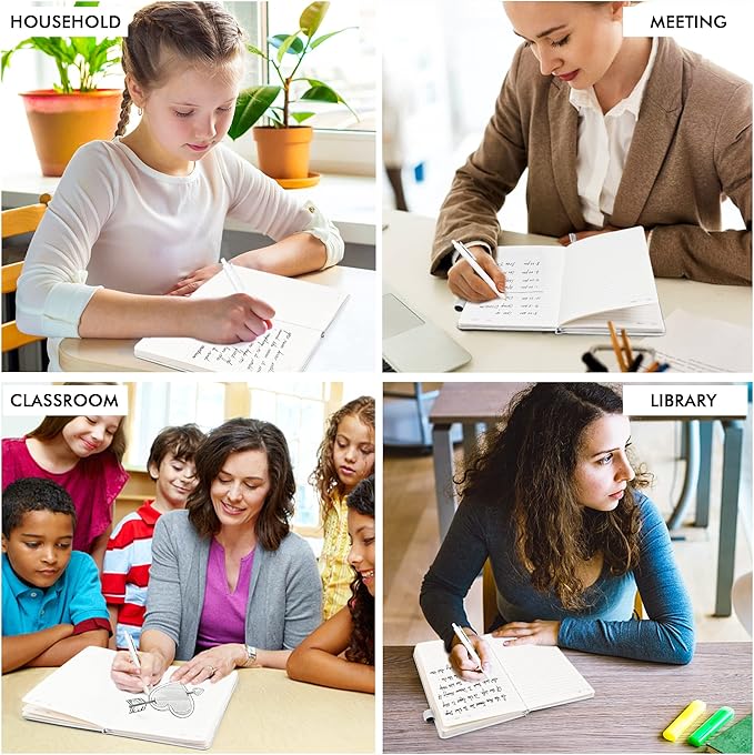 feela 3 Pack Notebooks Journals Bulk, Hardcover Notebook Classic Ruled Lined Journals with Pen Holder for Women Girls School Business Supplies, with 3 Black Pens, 120 GSM, 5.1”x8.3”, A5, White