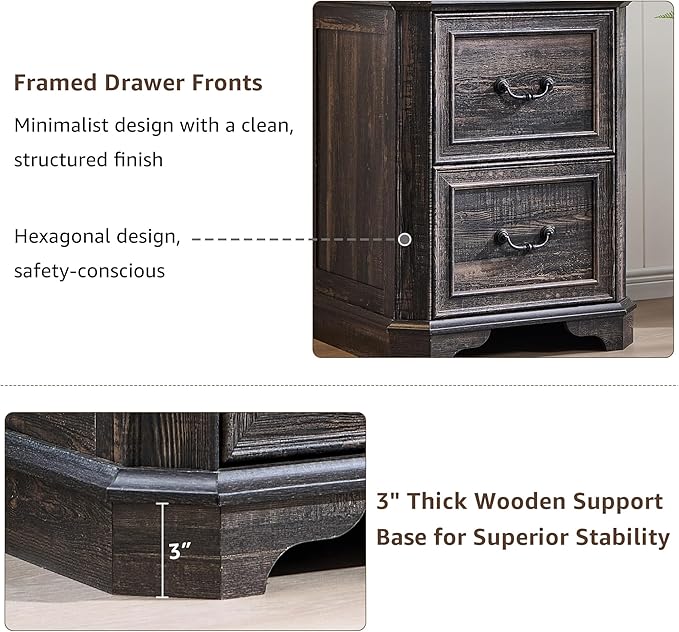 T4TREAM 6-Tier Bookcase with 2 File Drawers, 72" Tall Farmhouse Bookshelf with Storage & Adjustable Shelves, Wooden Floor Standing Display Book Shelf Organizer for Home Office, Dark Rustic Oak