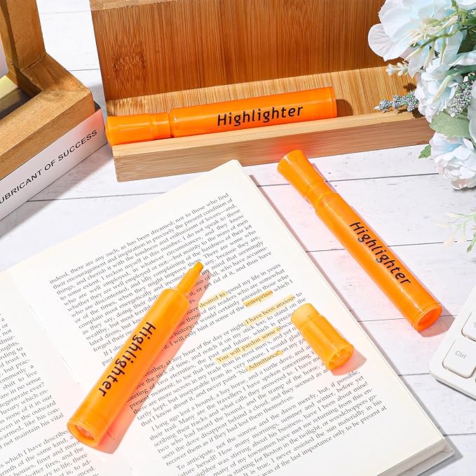 Qilery 72 Pack Highlighters Bulk, Tank Style Chisel Tip Highlighters Markers Quick Drying for Kids and Adult Coloring, Classroom Home Office School Supplies (Orange)