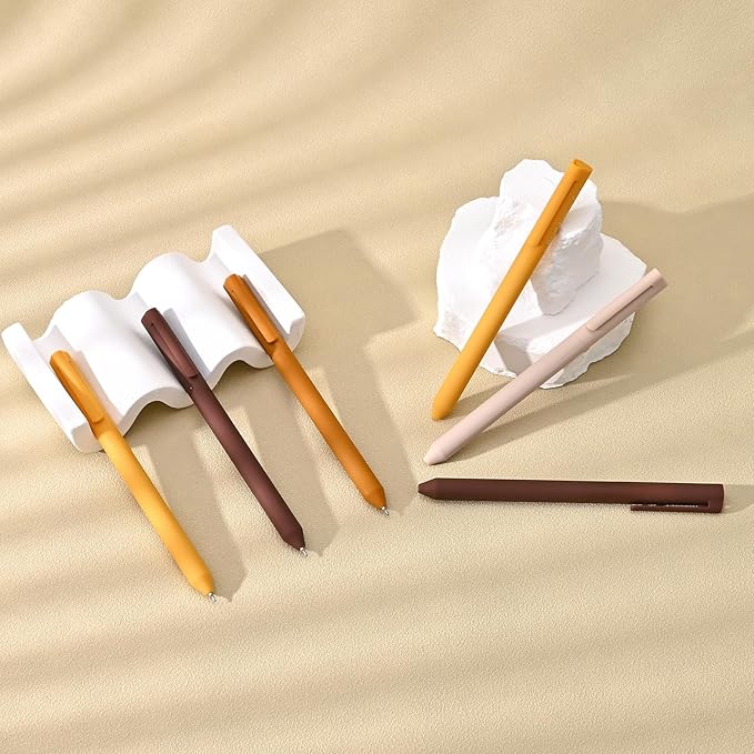 BAYTORY 8Pcs Colored Gel Pens, 0.5mm Fine Point Multicolored Ink Pen, Colorful Pens Smooth Writing for Note Taking and Marking Supplies (Khaki)