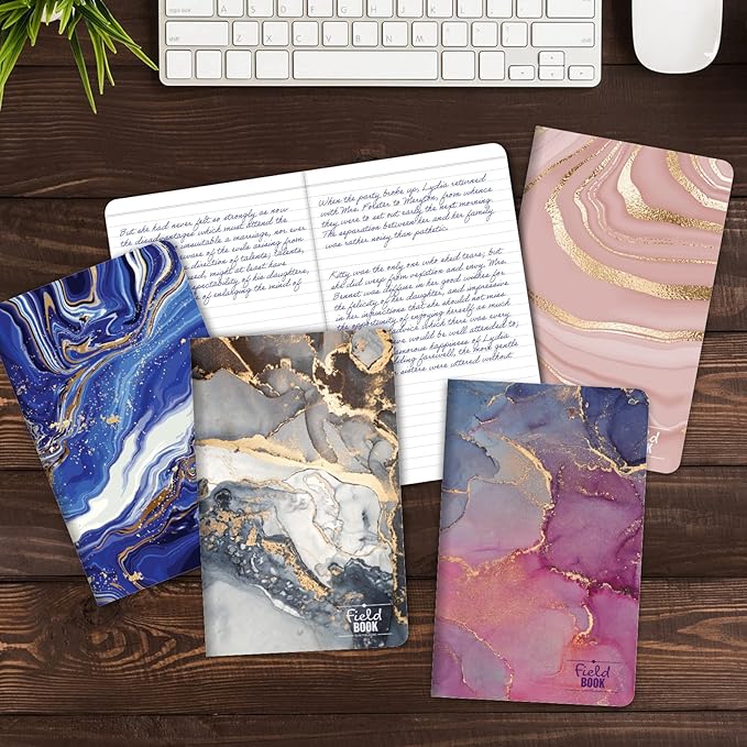 Elan Publishing Company Field Notebook/Journal - 5"x8" - Marble Covers - Lined Memo Book - Pack of 5
