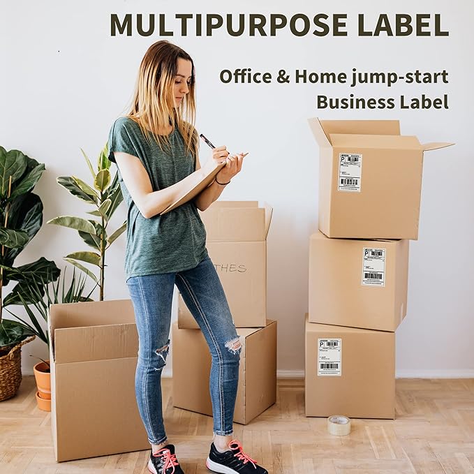 L LIKED 1000 4x6 Thermal Labels Fanfold, Direct Thermal Shipping Labels - Perforated and Strong Adhesive