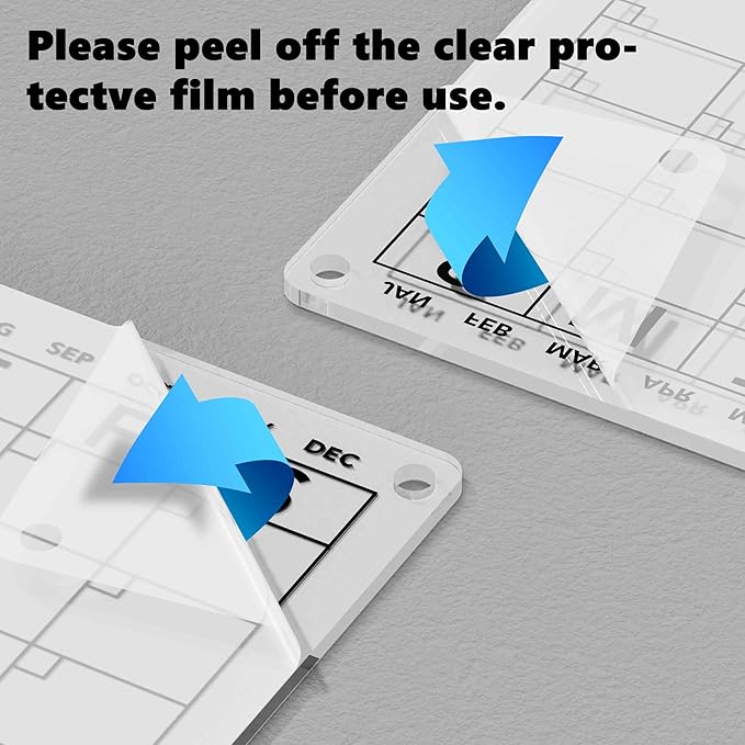 Wall Calendar (Not Magnetic), Clear Acrylic Monthly Planner White Board Dry Erase Whiteboard, w/ 8 Colors Markers, 15"x11"