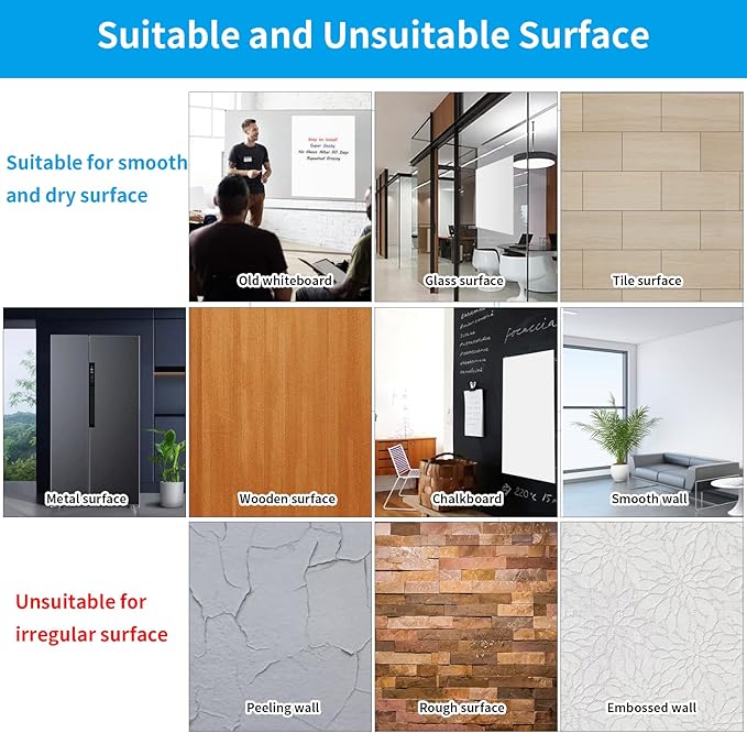 AFMAT Whiteboard Sticker, 17.3" x 78" Dry Erase Contact Paper, Stain-Proof & Super Sticky, No Ghost After 60 Days, Peel and Stick White Board Wallpaper for Home/Office/Classroom, 1 Marker