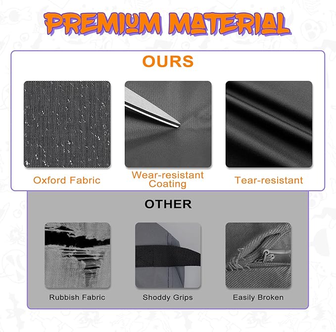 Halloween Storage Bag, Fits Up 12 Ft Skeleton-Heavy Duty Holiday Storage Box with Durable Reinforced Handles & Zipper & Pocket- 600D Oxford Christmas Tree Storage Container, Black