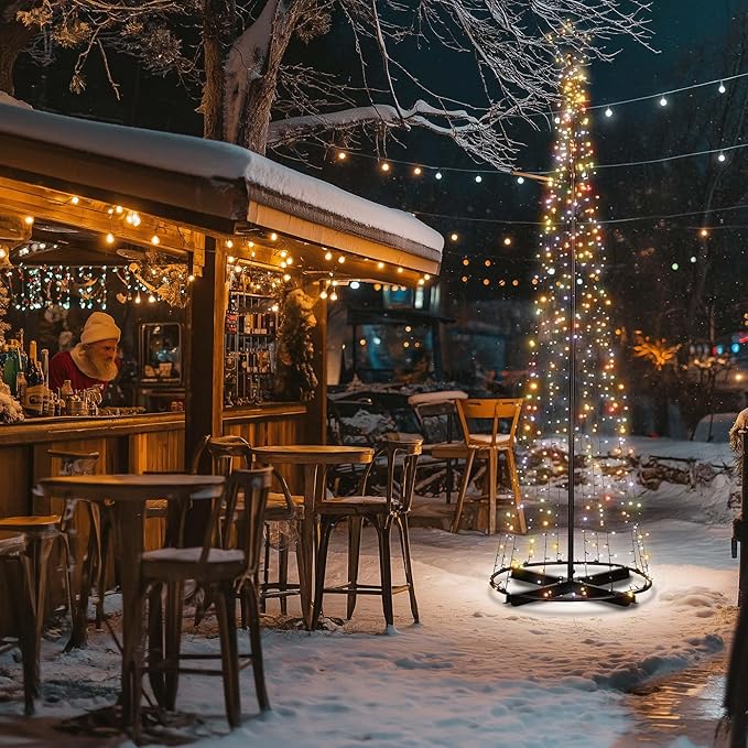 Yescom Vast-Starry 12ft Giant-Sized LED Cone Tree Christmas Light with Star 1120 Solar Lighting 8 Model Outdoor Yard Shopping Mall Cafe Restaurant Store Bar Deck Event Holiday Decoration Multi-Color