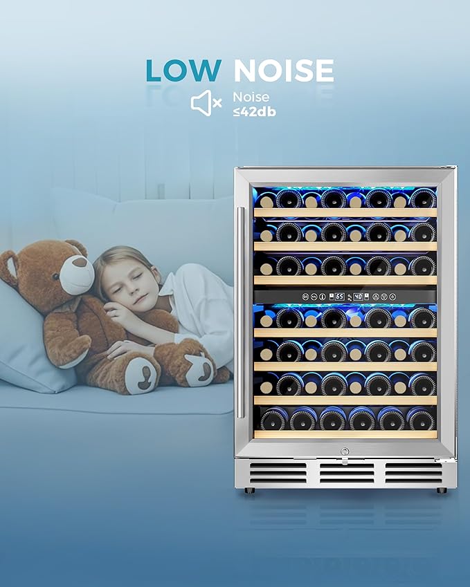 EUHOMY 24 Inch Wine Cooler Refrigerator 54 Bottl-Dual Zone, Built-in or Freestanding Wine Fridge with Glass Door, Wine Refrigerator for Home Bar Kitchen