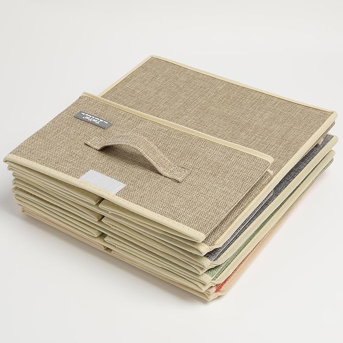 YueYue Foldable Fabric Closet Organizer Bins Box Storage - 2 Pack 12.4 X 12 X 6.7 Inch Storage Bins With Lids Boxes Linen - Bins Storage Box Collapsible Cloth Pack Lid