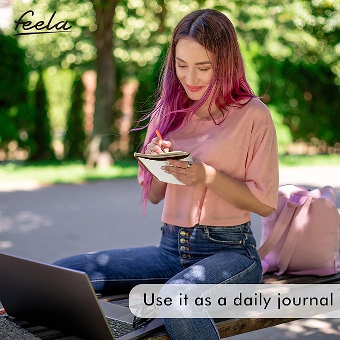 feela 16 Pack Soft Cover Journal Bulk, Lined Notebooks College Ruled for Work for Women Girl Writing, Blank Travel Journal Note Taking Notebook School Business Supplies, 8.2” x 5.5”, A5, Brown