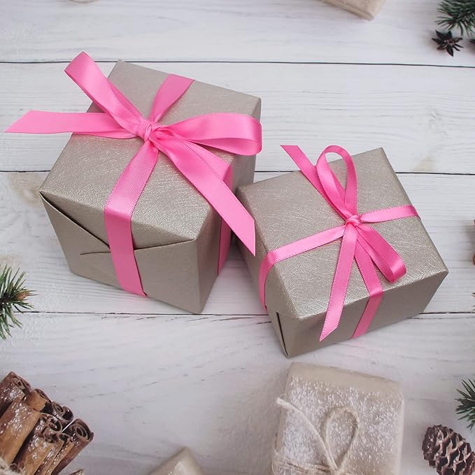 Ribbli Double Faced Hot Pink Satin Ribbon,1/2” x Continuous 25 Yards,Use for Bows Bouquet,Gift Wrapping,Floral Arrangement