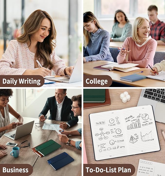 Lined Journal Notebook for Work, A5 Leather Notebook with Pen Sleeve, 100GSM/160 Pages Thick Paper, Daily Journals for Writing, School, Note Taking, Business, Travel, College Ruled