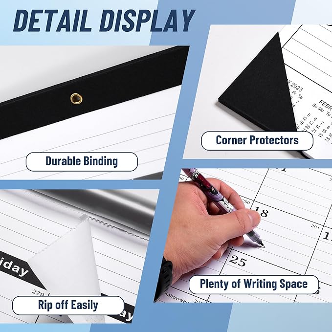 Desk Calendar 2025-2026,July 2025 to December 2026,Desk calendar 2025-2026 Large 22x17, Classroom Calendar 2026 with PVC Cover,Round Holes& NOTES List (Black),18 Months Calender 2026