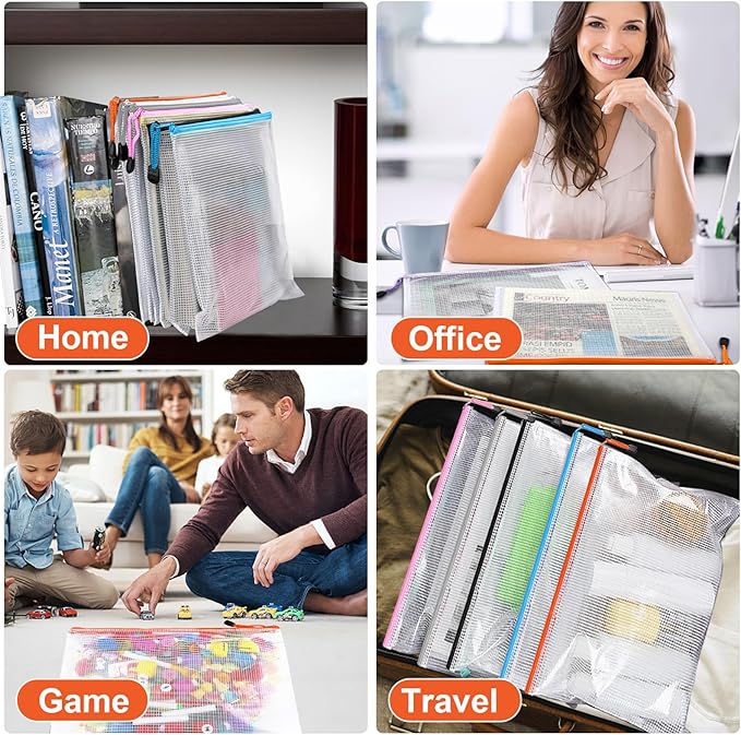 Zipper Pouch,Puzzle Bag,A3 Size Extra Large Zipper Bags,12pcs Waterproof Zipper Pouches for Puzzle Board Game Storage,for Travel,Office and Home Organize.