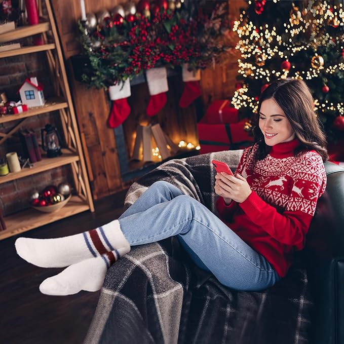 5 Pairs Fuzzy Soft Cozy Comfortable Socks for Women, Casual Sleep Comfy Socks, Perfect Warm Winter Gifts for Women