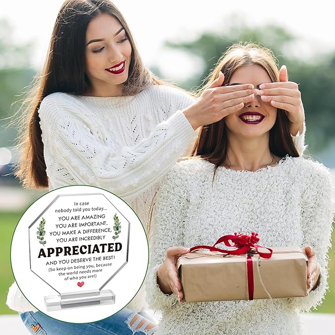 Yopyame Acrylic Inspirational Gift Ideas - Thank You Gifts for Women Men Friends Appreciation Gift for Coworker Keepsake Paperweight for Office Desk Inspirational Motivational Clear Desk Sign for Home