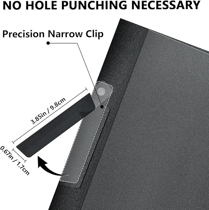 TOTiyea 10 Pack Clear Report Covers with Swing Clip, File Folder with Swing Clip, 30 Sheets Capacity, Slide Locking Report Covers, Letter Size (Black, 10 Pack)
