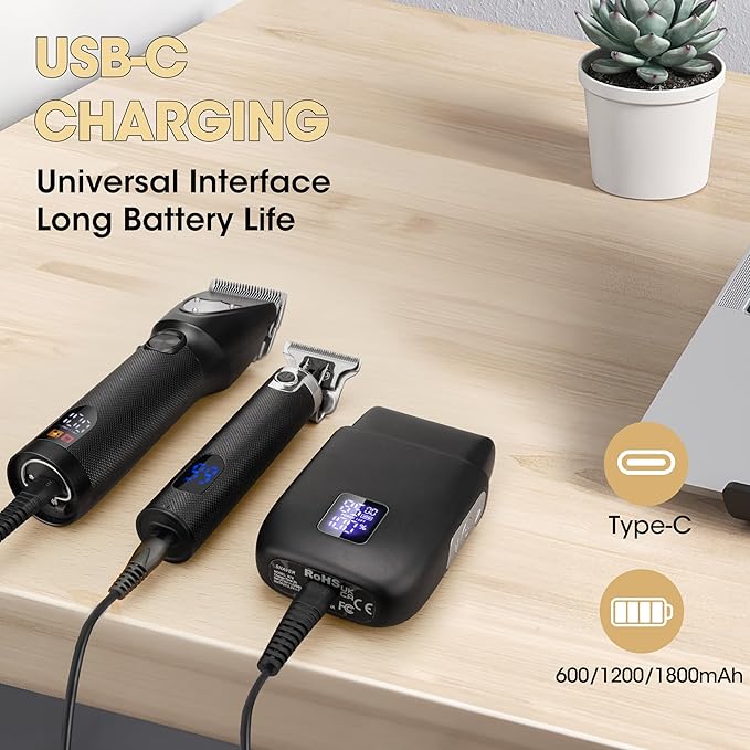 Lanumi Professional Hair Clippers Electric Razor Shavers Men 3 Piece Set Rechargeable Clippers and Trimmers Beard Trimmer Barber Kit with Travel Case Clippers for Hair Cutting Gifts for him