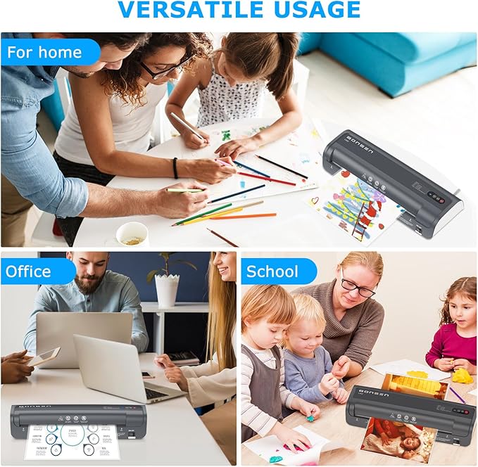 Laminator Machine, Bonsen 13 Inch Wide Thermal Laminator with Never Jam Technology, A3 Laminating Machine with 100 Laminating Sheets for School, Office and Home, Black (L3402)