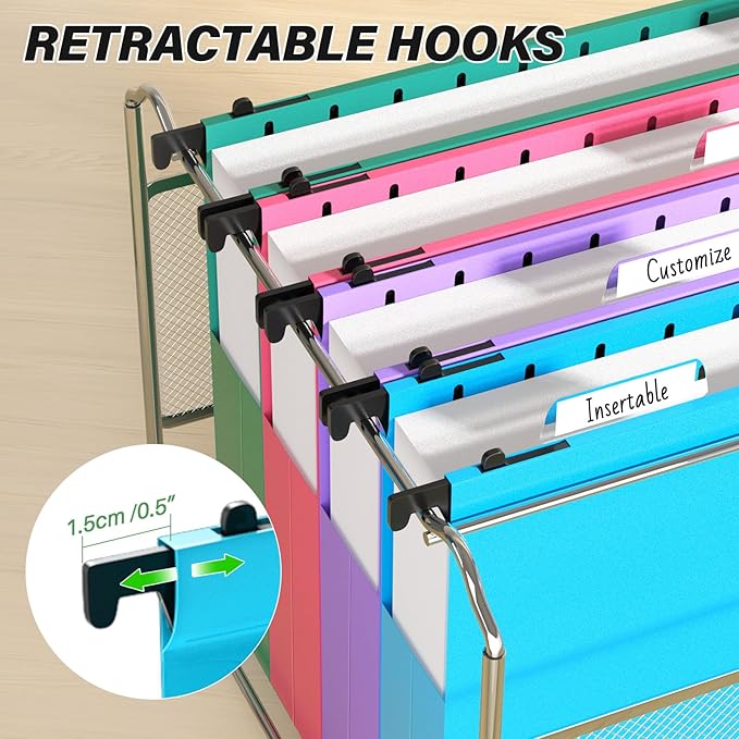 Plastic Hanging File Folders Letter Size,12 Pack Reinforced Expanding Hang Folder,Accordian Pocket,Extra Capacity,Heavy Duty 2 Inch Expansion,Hanging Folder Organizer for Office Home,Colored Folders