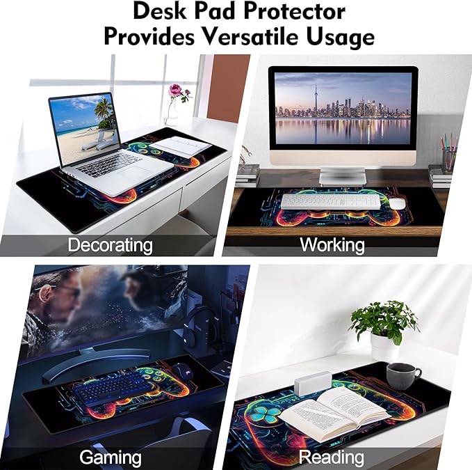 Galdas Gaming Mouse Pad XXL XL Large Long Extended Big Mousepad Non-Slip Rubber Keyboard Mouse Pad with Stitched Edges for Laptop Home Office (31.5x11.8x0.08 Inch) … (Handle)