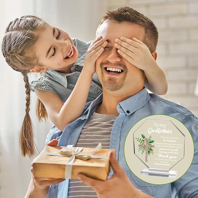 Yopyame Acrylic Gift for Godfather - Godfather Gifts from Godchild for Men Thank You for Being My Godfathers Acrylic Plaque Office Table Decor Birthday Christmas Keepsake Paperweight for Godfathers