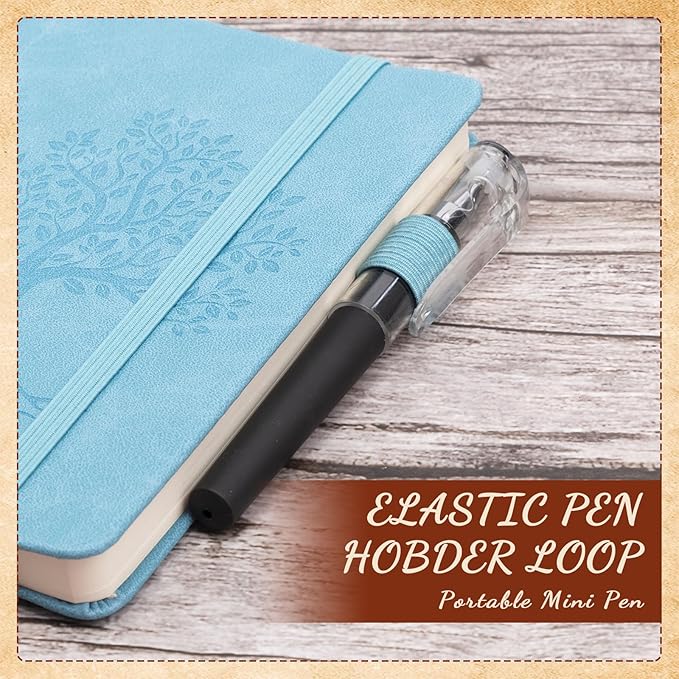 Estune Tree Small Notebooks Pen Leather Lined Pocket Subject Notebooks Hardcover Pocket Notepad Cute Ruled Leather Journals with Pen Holder for Men Women School Business, A6(Classic Color,20 Set)