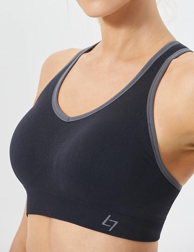 FITTIN Racerback Sports Bras for Women - Padded Seamless Support Bra for Yoga Gym Workout Fitness