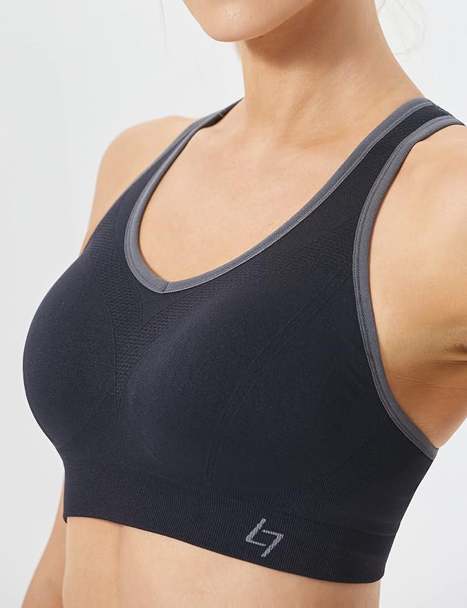 FITTIN Racerback Sports Bras for Women - Padded Seamless Support Bra for Yoga Gym Workout Fitness