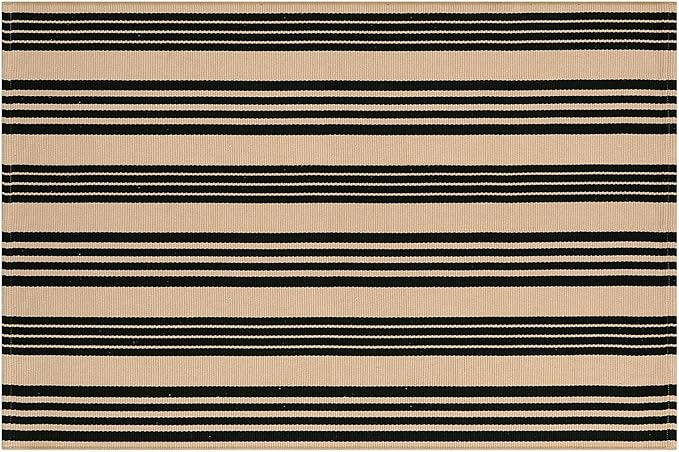 OJIA Outdoor Area Rugs 4'x6', Black and Tan Outdoor Rug Machine Washable Patio Rugs Cotton Hand Woven Entryway Rug Indoor Rugs for Bedroom/Porch/Deck/Backyard/Camping/Living Room