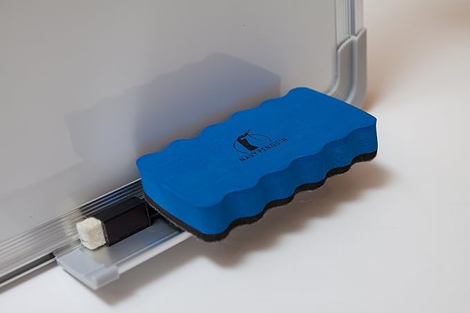 Combination Whiteboard Bulletin Board Set - 24 x 18 in Dry Erase/Cork Board with 1 Magnetic Dry Eraser, 4 Markers, 4 Magnets and 10 Thumb Tacks - Combo Tack Board White Board for Home Office Desk