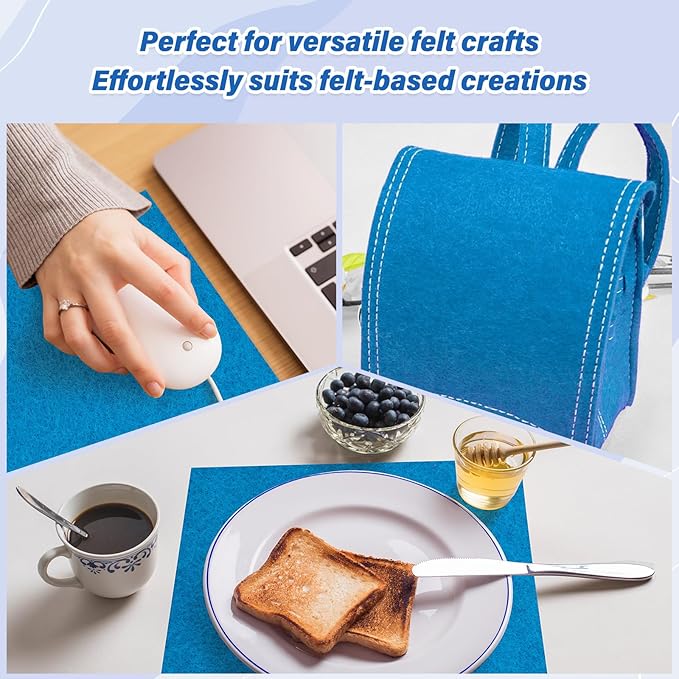 XSEINO 13 Rolls Blue Felt Fabric,8"x35"(20.5x90cm) 1.4mm Thick Soft Felt Fabric Sheet for Crafts,Blue Series Colors Soft Nonwoven Fabric,Fit for Decoration, Sewing, DIY Crafts