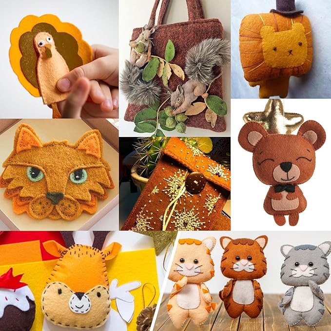 XSEINO 13 Rolls 8"x35" 1.4mm Thick Soft Felt Fabric Sheet 13 Assorted Dark Brown Series Colors Felt Pack for DIY Craft Sewing Squares Nonwoven Patchwork