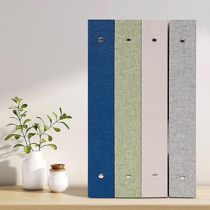 Vienrose Scrapbook Photo Album 12x12 Inch 3 Ring Binder, Linen Cover Large DIY Scrapbooks with 50 Sheets Plastic Sleeves 100 Pages Blank Khaki Inner Pages for Wedding Birthday Travel Baby Photos Grey