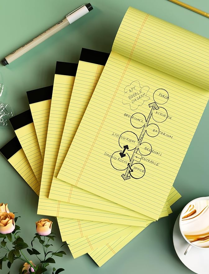 24 Pack Yellow Legal Pads 8.5 x 11 Letter Size Lined Writing Note Pads Yellow Paper Pads 8.5 x 11 College Ruled Legal Pad Writing Paper Tablets 8.5 x 11 Pads 30 Sheets Per Yellow Lined Legal Notepads