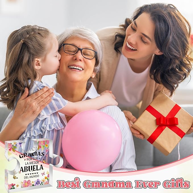 Yopyame Spanish Grandma Acrylic Gifts - Regalos para Abuela Acrylic Gift for Desk Table Decor Appreciation Grandma Engraved Puzzle Plaque Mother’s Day Christmas Birthday Thanksgiving Gift for Abuela