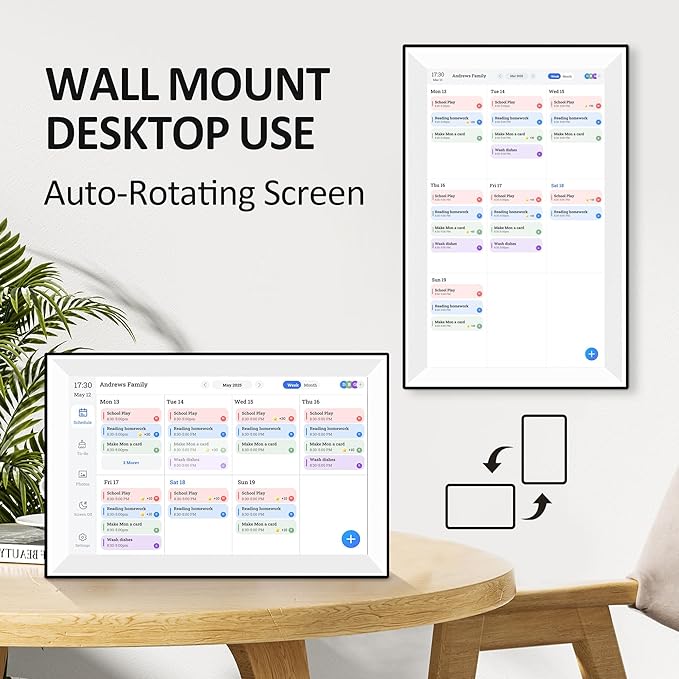 15.6 Inch Digital Calendar Chore Chart, Voice Message Feature,Digital Picture frame,Smart Touchscreen Wall & Desk Electronic Calendar Family Planner for Seamless Scheduling/Organizing,Gift