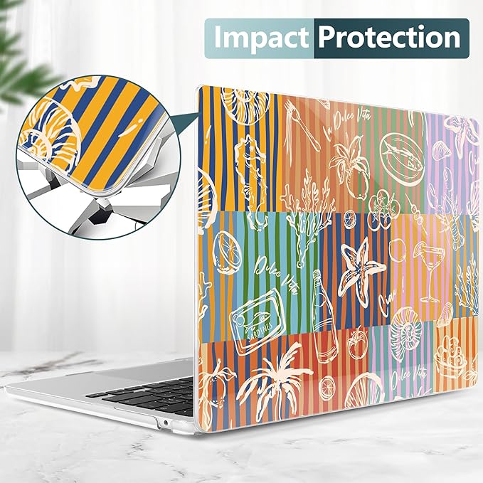 DONGKE Compatible with M4 MacBook Air 15 inch Case 2025-2023 A3241 A3114 A2941 M3 M2 Retina Display Touch ID, Plastic Hard Case & Keyboard Skin for MacBook Air 15" - Italy Mood