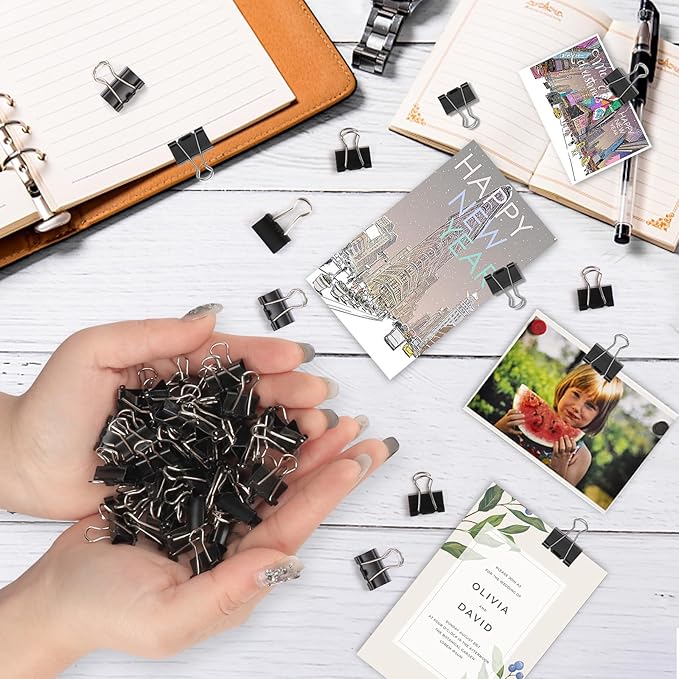 Ufmarine Mini Binder Clips, 144 Pcs Small Binder Clips 15mm, Small Paper Clips for Office