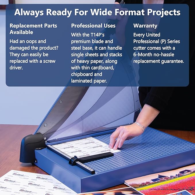 United Office Products T18P Professional Guillotine Paper Trimmer, Sturdy Metal Base, 18" Cut Length, 40 Sheet Capacity, Paper Cutter for Offices, Schools and Crafts