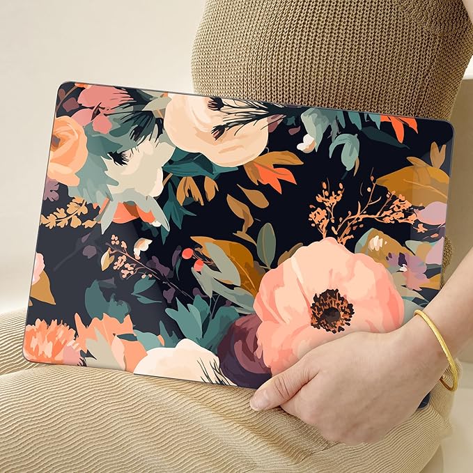 TWOLSKOO Compatible with MacBook Pro 13 inch Case 2023-2016 A2338 M2/M1 A2251 A2289 A2159 A1989 A1706, Plastic Hard Shell Cover & Keyboard Skin & Screen Protector, Bright Abstract Flowers