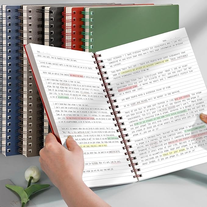 AHGXG Spiral Notebook College Ruled - Large Spiral Journal Notebook B5 7.48" × 10.15", 300 Pages, 100GSM Thick Paper, Plastic Hardcover, for Work Office School Writing Notes, Sage Green